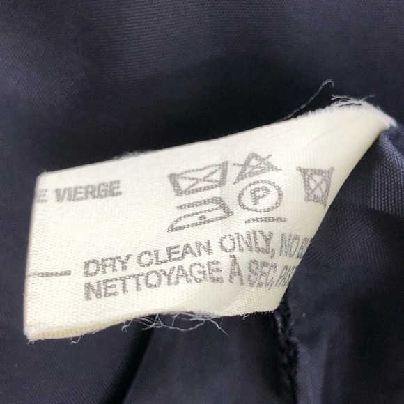 LOUIS FERAUD Navy Blue Midi Dress Short Sleeve Box Pleat Hem Vintage Size 6 - Picture 8 of 9